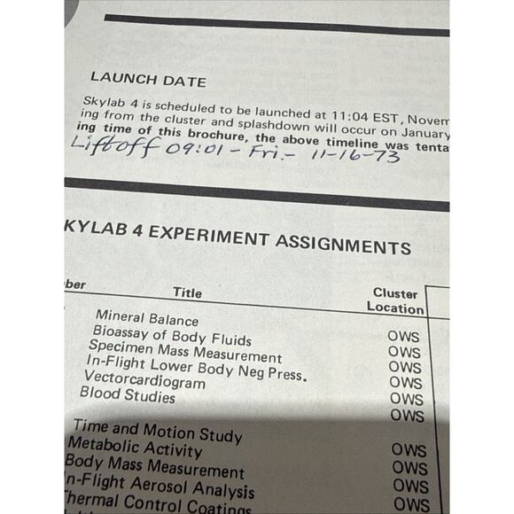 NASA Skylab 4 Mission Poster Ephemera Third Manned Mission 1973 - Picture 5 of 5